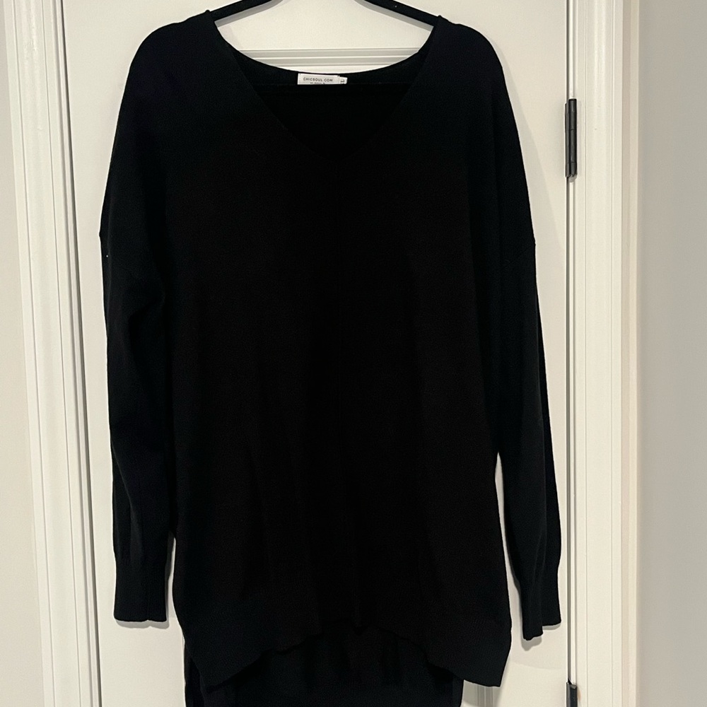Chic Soul Black V-Neck Sweater